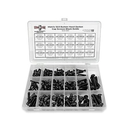 Boltsandnuts.Com Metric 12.9 Alloy Allen Button Head Socket Cap Screws Bolts Black Oxide Assortment - 211 PCS Assortment Kit #294